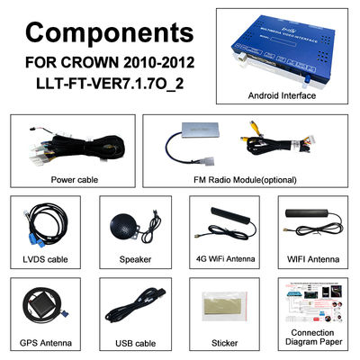 Android 13 Interfaz multimedia para Toyota Crown S200 URS206 2008-2012 Modelo Modulo de actualización de Android Incluido YouTube, NetFlix, Google Map