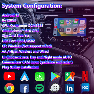 Caja de navegación para coche Android Carplay Interfaz de video multimedia para Toyota Camry