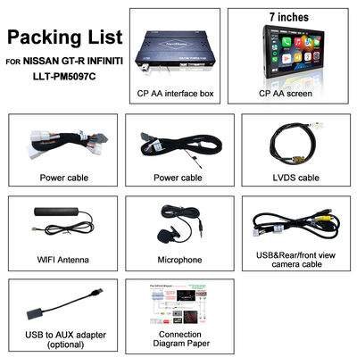 Lsailt 7 pulgadas Wireless Android Auto CarPlay Pantalla para Infiniti G37 G25 G35 Skyline 370GT (V36) Q40 2007-2014 Pantalla táctil de alta definición