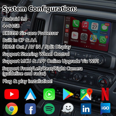Interfaz de video de navegación de automóviles Android para 2014-2019 GMC Sierra 1500 2500 3500 Sistema Intellilink