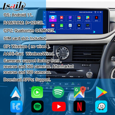 Módulo de actualización de Android OEM para Lexus RX450h, RX350 RX270 2016-2021 Integración CarPlay inalámbrico, Android Auto, YouTube, NetFlix