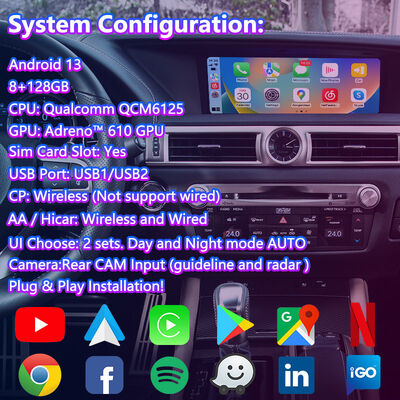 Interfaz multimedia de automóvil Android para Lexus GS300h GS200t GS350 GS450h GSF GS L10 2016-2020