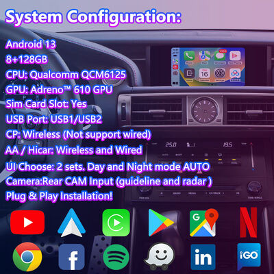 Interfaz de vídeo Android para Lexus IS250 IS300h IS350 IS200t IS300 IS Control del ratón 2013-2016
