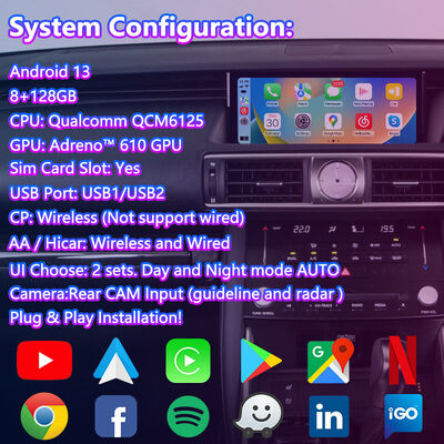 Lsailt Android Interfaz de juego para Lexus IS200T IS300H IS350 IS300 F Sport AWD IS XE30 2017-2020
