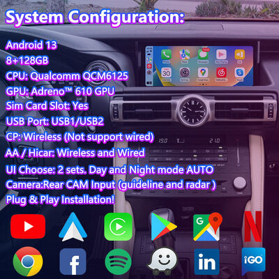 Interfaz de vídeo de Android Carplay para el Lexus RC 350 RC300 RCF RC300h RC350 de 2018 y el presente