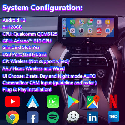 Interfaz de video de navegación de Android Carplay para el módulo de radio de soporte de Toyota Harrier Venza de 2020.