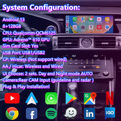 Lsailt 10.25 pulgadas Android Carplay Multimedia pantalla para 2013-2020 Lexus es Knob es250 es200t es300 es300h es350