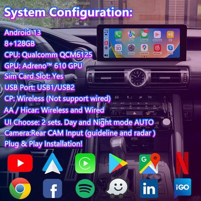 Lsailt Android Carplay Interfaz Multimedia pantalla para 2020-Presente Lexus IS 300h IS300 IS350 IS500 IS300h