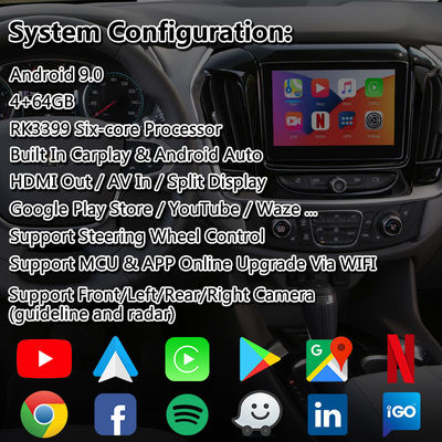 Interfaz multimedia Android Carplay para Chevrolet Traverse con navegación GPS