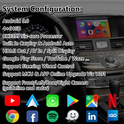 Lsailt Android Multimedia Interface Box para Infiniti Q70 con Android inalámbrico automático Carplay