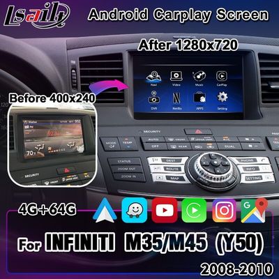 La pantalla de la pulgada HD Android Carplay de Lsailt 8 para Infiniti M Series 2008-2013 con multimedias exhibe M25 M30d M37 M56 M35h